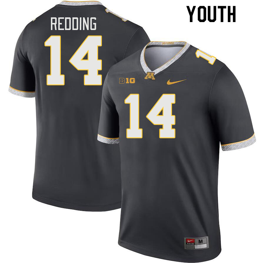 Youth #14 Evan Redding Minnesota Golden Gophers College Football Jerseys Stitched-Charcoal - Click Image to Close